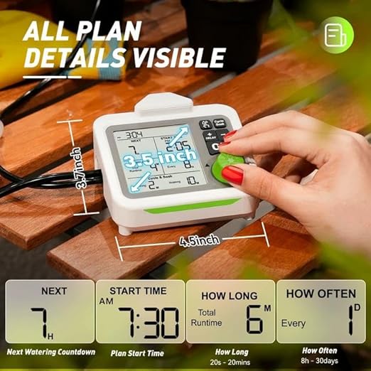 RAINPOINT Large Display Automatic Plant Waterer Indoor for Pot Plant,Cycle & Soak Mode Vacation Self Watering Drip Irrigation System Device Kit Herb Garden Greenhouse Grow Tent Water 10-15 Plants