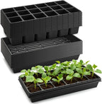 RooTrimmer 3 Inch Square Pots 2.9" Deep 18 Cell Seedling Trays with Water Collection Nursery 1020 Trays No Holes for Seeds Starting and Transplanting (20"x10",10 Sets)