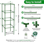 3 Pack Square Tomato Cages, 42 inch Heavy Duty Metal Steel Tomato Plant Cage Support with Clips, Height Adjustable Tomatoes Trellis for Raised Garden Bed Climbing Plants