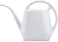 Fasmov 1-Gallon Plastic Watering Can with Comfortable Handle, Garden Watering Cans Long Spout for Indoor Outdoor Watering Plants (Gray White)