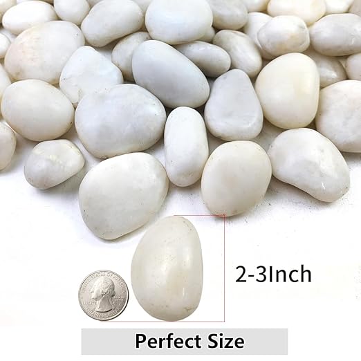 YISZM 10lbs White River Rocks, 2-3 Inch Natural Pebbles for Indoor Plants, High Polished Decorative Stones Vase Filler Fish Tank Aquariums Landscaping Garden Outdoor and Indoor DIY