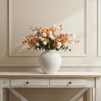 RyddeligHome Artificial White Kiku & Orange Wax Flowers, 22 Long Stems Bulk Silk Flowers for Vases, Spring Floral Stems Arrangements for Home Decor, Centerpieces for Tables, Rustic Decorations