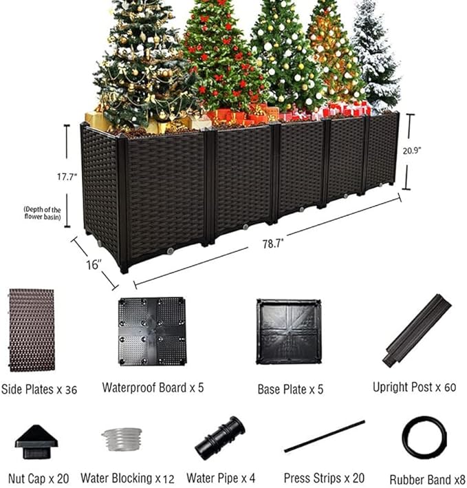 Large Planters for Outdoor Plants Raised Garden Bed Kit Rectangular Elevated Plastic Garden Boxes for Gardening Vegetables Flowers in Backyard Patio Balcony