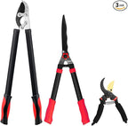 YRTSH Loppers Hedge Shears & Pruners Combo Set 3-Piece Hedge Clippers, Heavy Duty Tree & Shrub Care Kit for Yard, Lawn & Garden, Professional Branch Cutter Tree Trimmer for Indoor & Outdoor Gardening