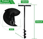 RealPlus Hand Auger Post Hole Digger 4" x 33" Garden Hole Digger Tool Manual Earth Auger Drill for Deep Cultivating Seedlings Planting Trees