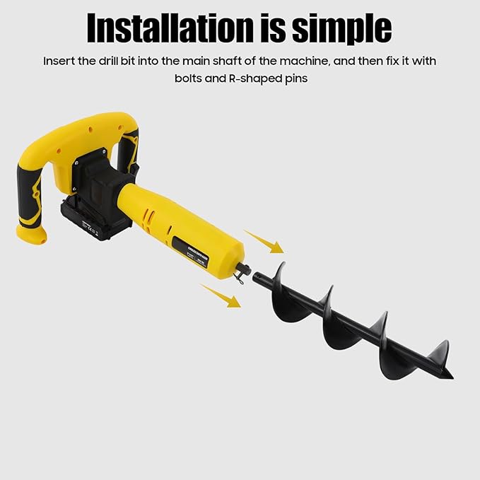 Cordless Electric Post Hole Digger - 20V Earth Auger Hole Digger with 2000mAh Battery & Charger, 550RPM Electric Hole Digging Machine for Digging, Planting, Fencing, Lightweight and Portable Design