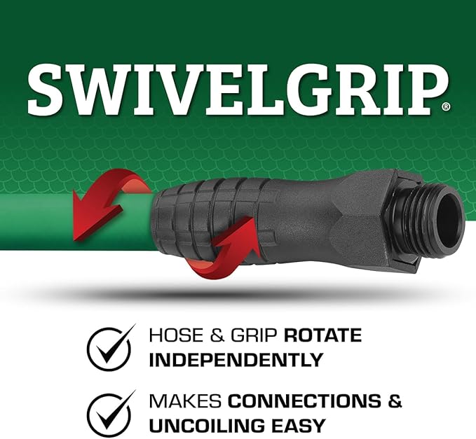 Flexzilla Colors SwivelGrip Garden Hose 5/8 in. x 25 ft., Lightweight All-Weather Water Hose, Durable and Flexible, Leak-Free Connections, Forest Green