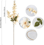 6PCS Champagne Delphinium Artificial Flower Lifelike Faux Larkspur Silk Flowers Plant 35.43'' Long Stem Blossoms Flowers for Tall Vase Floral Arrangements Home Table Wedding Decor(Champagne)