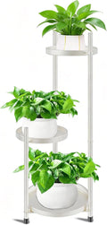 Plant Stand Indoor Tall, Black Corner Tiered Round Plant Stand for Indoor Multiple Plants, Metal Flower Pot Stands Outdoor Holders Plant Shelf Display Rack for Balcony Living Room (3 Tier-Cream white)