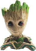 B-Best Baby Groot Pen Pot Tree Man Pens Holder or Flower Pot with Drainage Hole Perfect for a Tiny Succulents Plants 6" (Brown)