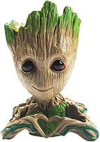 B-Best Baby Groot Pen Pot Tree Man Pens Holder or Flower Pot with Drainage Hole Perfect for a Tiny Succulents Plants 6" (Brown)