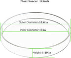 1 Pack 14 inch Plant Saucer Drip Tray, Heavy Sturdy Plastic Planter Flower Pot Drainage Tray Plate Saucers for Indoor Outdoor Garden, Plant Water Drip Trays for pots Base (14", Black)
