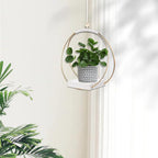 hismocal Hanging Planters for Indoor Plants, Plant Hanger with Sturdy Wood Base,Modern Boho Macrame Plant Hanger,Wall Ceiling Window Stands(Plants/Pots Not Included)