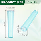 MECCANIXITY 60 Pcs Floral Water Tubes, 3 Inch Clear Flower Water Tubes Floral Vials with Plastic Caps for Fresh Flowers Arrangement Decor Milkweed Cutting Florist Supplies, Blue