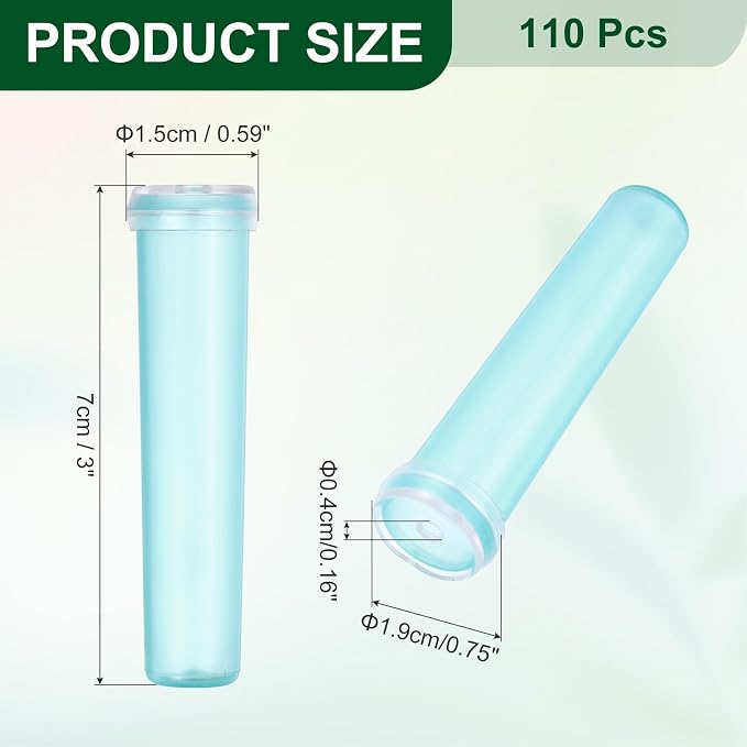 MECCANIXITY 60 Pcs Floral Water Tubes, 3 Inch Clear Flower Water Tubes Floral Vials with Plastic Caps for Fresh Flowers Arrangement Decor Milkweed Cutting Florist Supplies, Blue