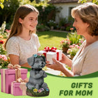 Meditating Dog Garden Statue with Solar LED Lights - Zen Yoga Puppy Figurine with Succulents, Waterproof Resin Decor, 8.7" Outdoor Sculpture, Heartwarming Dog Lover Gifts for Women, Mom, Yard Art
