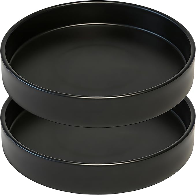 Plant Saucer 6 inch Drip Tray for Ceramic Plastic Pots, 2 Pack Plant Saucers for Indoors, Plastic Planter Flower Pot Saucers for Potted Plants, Planter Water Trays for pots Base (6", Black)