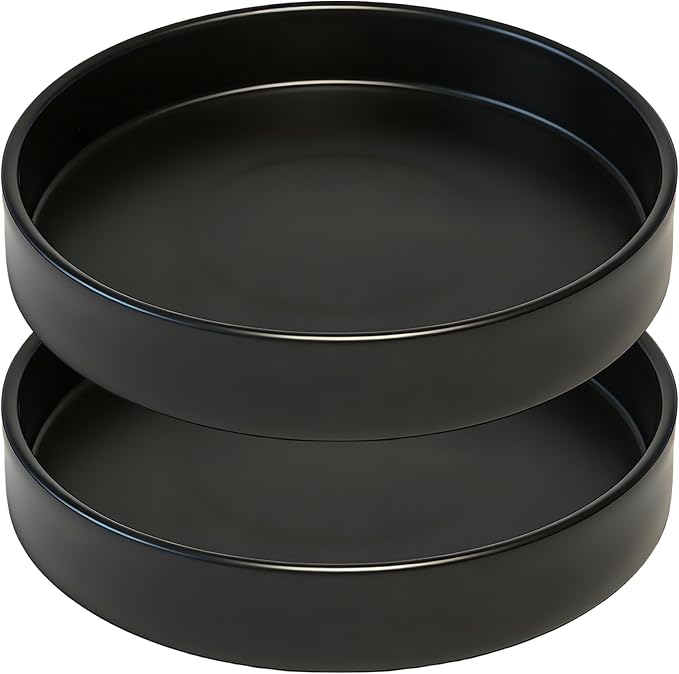 2 Pack 5 inch Plant Saucer Drip Tray, Heavy Sturdy Plastic Planter Flower Pot Drainage Tray Plate Saucers for Indoor Outdoor Garden, Plant Water Drip Trays for pots Base (5", Black)
