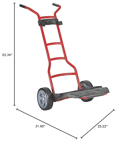 Rubbermaid Commercial Products Brute Construction and Landscape Dolly, 250-Pound Capacity, Red, Heavy Duty Dolly with Wheels