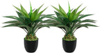 Artificial Agave Plant 2ft - 24" Large Fake Aloe Vera Plants Indoor with Fake Grass - Fake Floor Plant for Front Porch Patio Home Office Door Step Hotel Desert Style Decor 2PCS