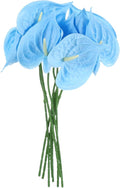 uxcell 8Pcs 11inch Artificial Anthurium Lily Flowers, Permanent Flower Bouquet for Home Arrangements Wedding Festival Decoration Crafts Store Decor Accessories, Sky Blue