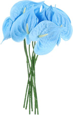 uxcell 8Pcs 11inch Artificial Anthurium Lily Flowers, Permanent Flower Bouquet for Home Arrangements Wedding Festival Decoration Crafts Store Decor Accessories, Sky Blue