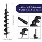 DYRABREST Auger Drill Bit 4''Garden Plant Flower Bulb Auger Spiral Hole Drill for Post Holes Replacement Earth Digger Planting Drill