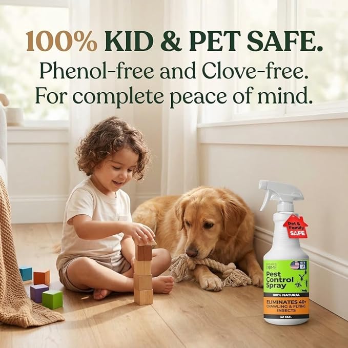 Nature’s Dome Pest Control Spray 32 Oz | 100% Natural Ant Killer & Bug Spray for Indoor & Outdoor Use | Eco-Friendly Bug Spray for Flea, Ticks, Ant & Mosquitos | Safe for Pets and Kids
