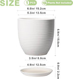 Ceramic Pots for Plants - 6 Inch Plant Pot with Drainage Hole and Saucer, Round Planters for Indoor Outdoor, Flower Pots, Modern Planter, Home Office Room Decor, Gifts for Plant Lovers, White