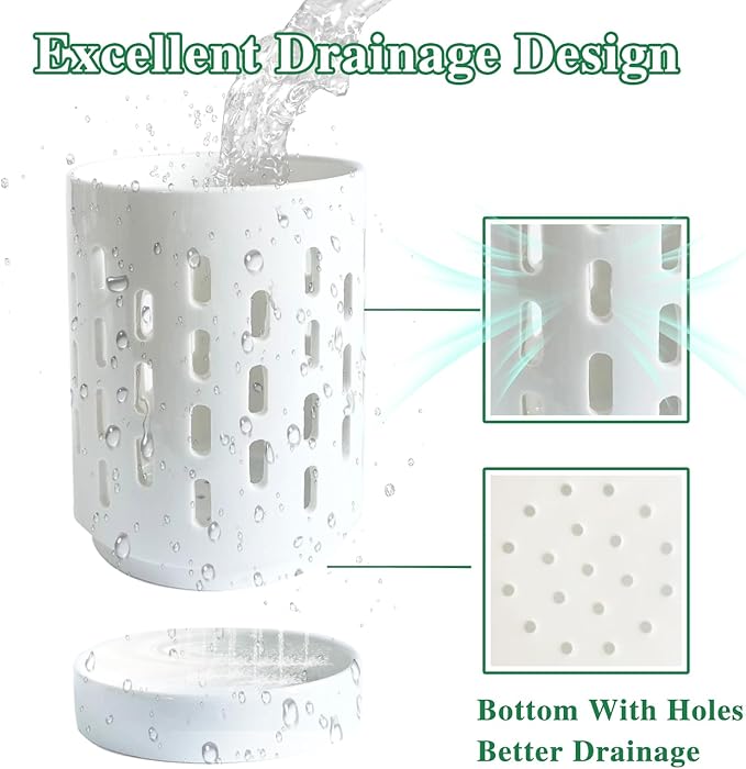 Orchid Pots with Holes,4 Inch Ceramic Orchid Pot for Repotting, Plant Pot for Repotting Orchids and Other Flowers - Indoor/Outdoor White