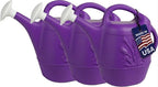 PMU 2 Gallon Watering Can - Garden Watering Can for Indoor & Outdoor Plants - Plastic Water Can with Detachable Sprinkler Head - Large Water Pot, Made in USA - Purple Pkg/3