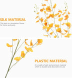 Uonlytech Artificial Oncidium Orchid Fake Flower Stem Orange Silk Simulation DIY Home Vase Decoration for Living Room Table Party Festive Adornment