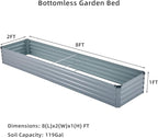 Meberam 2 Pack 8x2x1FT Galvanized Raised Garden Beds Kit Outdoor Metal Gardening Planter Box for Vegetable Elevated Flower Herbs,Gray