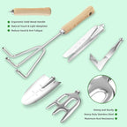 Garden Tools Set, 9-Piece Heavy Duty Gardening Tools with Clear Pocket Tote Bag, Stainless Steel Garden Hand Tools for Digging, Planting, Weeding and Pruning, Durable Gardening Kit
