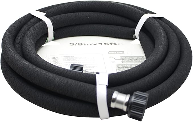 Taisia 5/8" Soaker Hose 15 ft Round Rubber Garden Water Hoses, Heavy Duty Drip Hose for Watering Irrigation, Water Seeper Soaker Hoses for Garden, Lawn and Plants