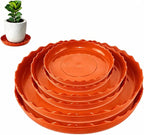 Terracotta Wave Plant Saucer, Red, 6 Packs | Plastic Flower Pot Drip Trays, Durable Heavy Duty, Indoor and Outdoor, 6/8/10 inch