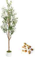 4FT Artificial Olive Tree - Indoor Tall Faux Olive Trees with Planter&Basket, Large Fake Olive Silk Tree Realistic Olive Plants with Branches and Fruits for Home Decor Office Living Room