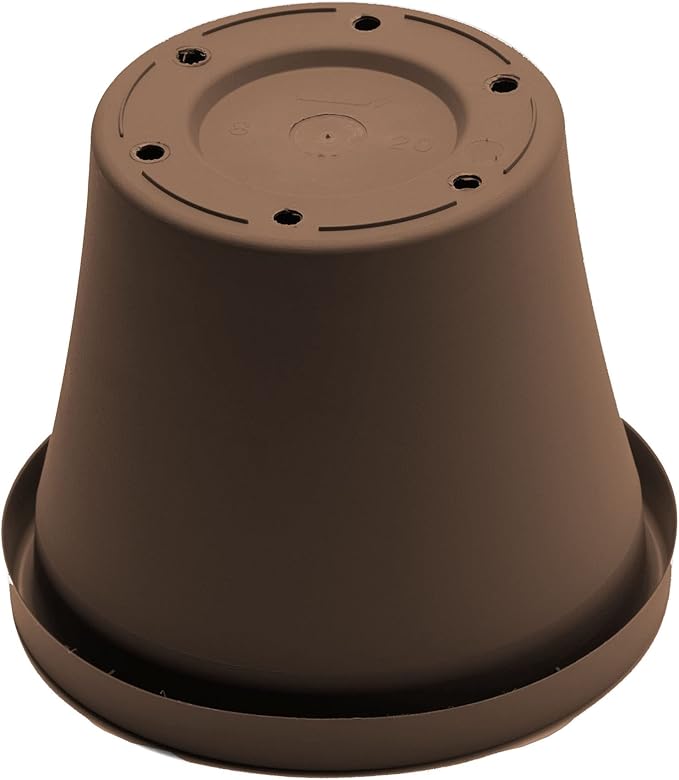 Bloem Terra Pot Round Planter: 16", Chocolate, (No Saucer Included) Matte Finish, Durable Resin, Traditional Style Pot, For Indoor and Outdoor Use, Gardening, 8 Gallon Capacity, Saucer Sold Separately
