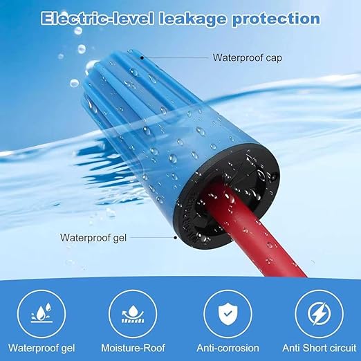 Lenporl 100PCS Waterproof Wire Electrical Connectors 22AWG-8AWG,Outdoor Seal Electrical Twist Nuts Caps Cable Terminal Connector for Landscape Light, Irrigation Valves, Wet Location Installation