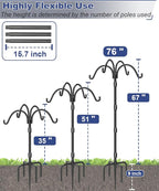 Upgrade 4-Hook Shepherds Hooks for Outdoor with Plastic Tube, 76" Heavy Duty Bird Feeder Pole with 5 Prongs Base, Adjustable Garden Hook for Solar Light, Hanging Plant, Wedding Decor, 1 Pack