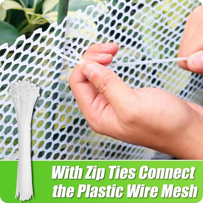 Mesh Tree Guard Trunk Protectors, Plastic Fence Rolling Flower Net Poultry Garden Fence Chicken Fence Protection for Floral Arrangements, Poultry, Animal Barrier, Gardening (White, 19.6 * 1.3 FT)