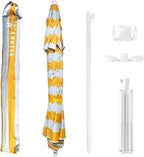 AMMSUN Shade Umbrella, Premium Portable Umbrella with Stand, 6.5ft Lightweight Free Standing Canopy for Sporting Games, Adjustable Instant Sun Protection and Easy to Carry, Stripe Yellow
