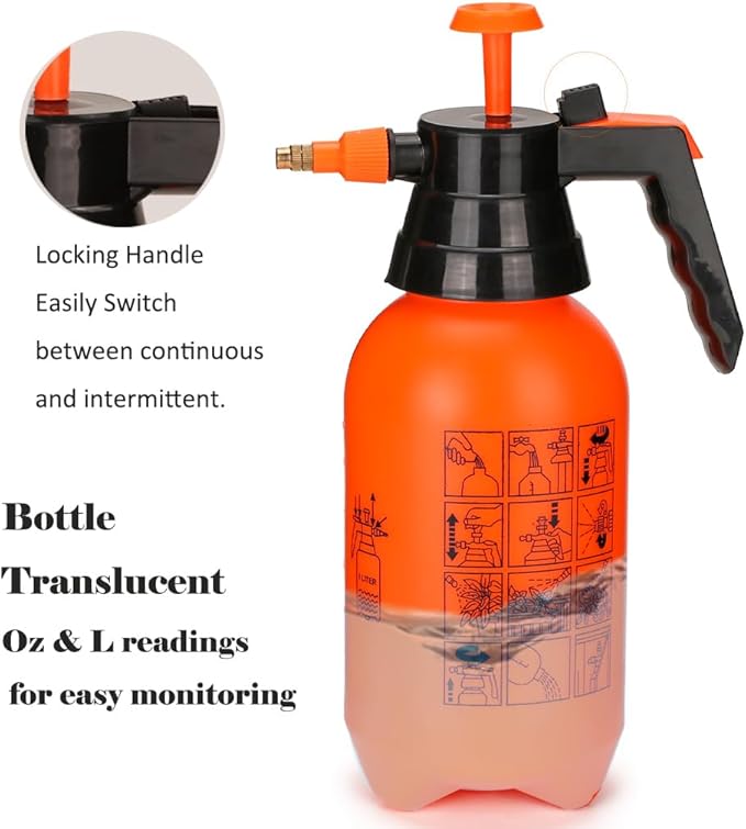 MRPAPA Pressurized Hand Sprayer - Multi-Purpose Garden Sprayer 35 Oz with Adjustable Nozzle (1L-Orange)