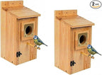 Bird Houses for Outside Clearance with Copper Guard, Pine Bird House Outdoor, Bluebird Finch Swallow Wren Chickadee No Assembly Required, 2 Packs