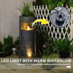 35.9" Tall Modern Indoor/Outdoor Water Fountain with LED Lights and Pump, Freestanding Cascading Waterfall Feature for Garden, Patio, Porch, Yard & Deck Décor – Gray