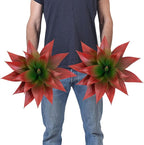 2 Pack 16 Inch Artificial Agave Plant - Large Faux Succulent Steams for Indoor Outdoor Decorating, UV Resistant Realistic Tropical Greenery for Garden Front Porch Aesthetic Decor - 18 Leaves, Red