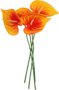 uxcell 4Pcs 11inch Artificial Anthurium Lily Flowers, Permanent Flower Bouquet for Home Arrangements Wedding Festival Decoration Crafts Store Decor Accessories, Orange