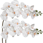 Orchid White 31.5" Real Touch Signal Stem Phalaenopsis Orchid Spray with 9 Large Flowers for Home Arrangement, Artificial Flowers for Home Decor, Office House Decor- White Orchids Flowers 2 Pcs