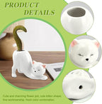Tailless Cat Ceramic Planter – for Succulents & Cactus, Indoor Small Pot | Home/Office Desk Decor, Gift for Pet Lovers