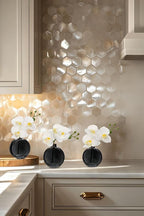Oairse White Orchids Artificial Flowers Faux Orchids Arrangement in Black Glass Vases Set of 3 Real Touch Phalaenopsis Orchid Flowers Small Fake Orchid Centerpiece for Dining Room Table
